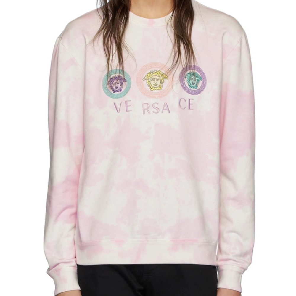 Versace Embroidered Medusa Tie Dye Crewneck Sweater